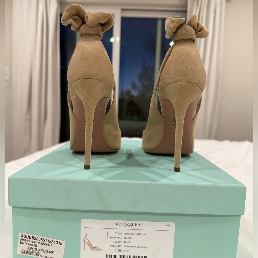 Aquazurra Bow Tie 105mm Pump in Beige 37.5 - brand new, never worn! - Picture 11 of 13